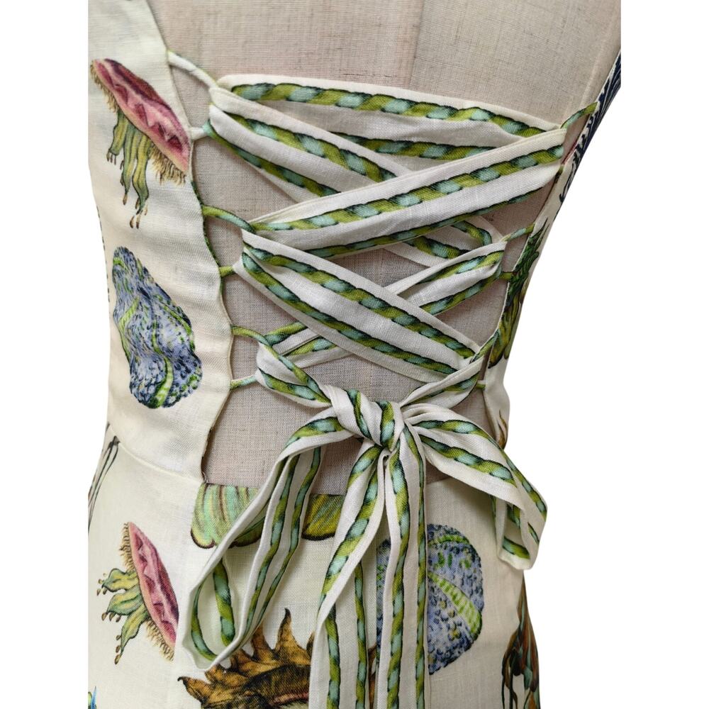ALEMAIS + Sam Pauletto Sea printed linen mini dress US 4 - Picture 10 of 12